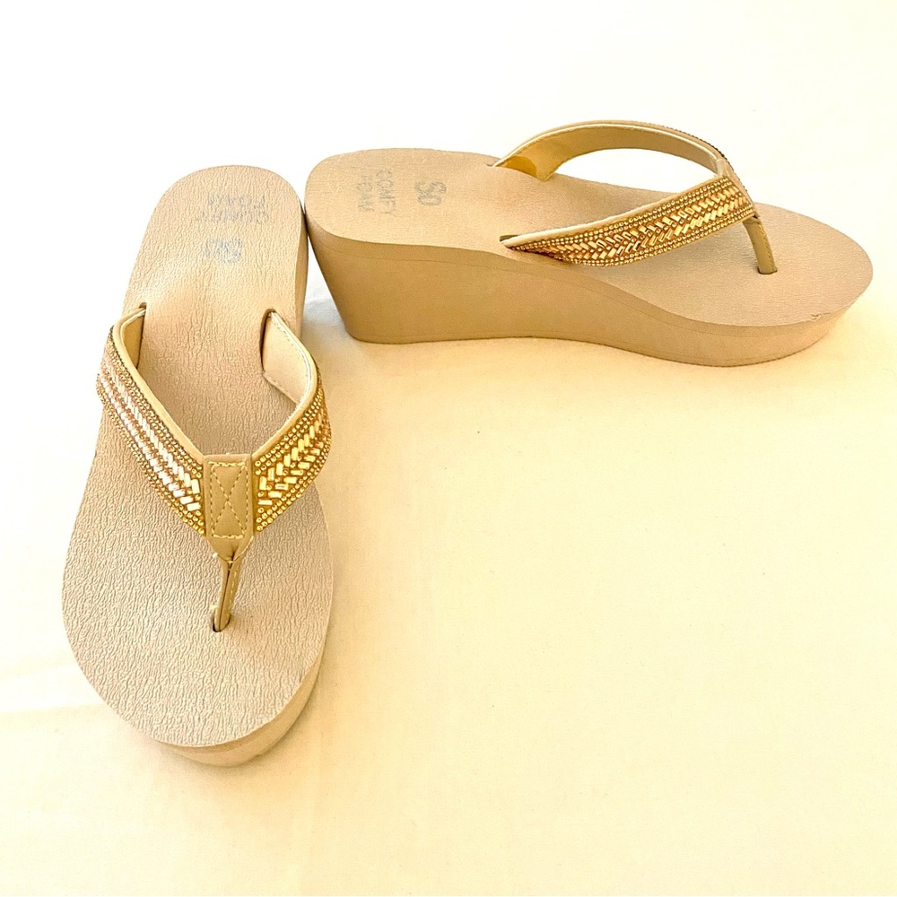 SO Bubbly Rose Gold Platform Wedge Sandals